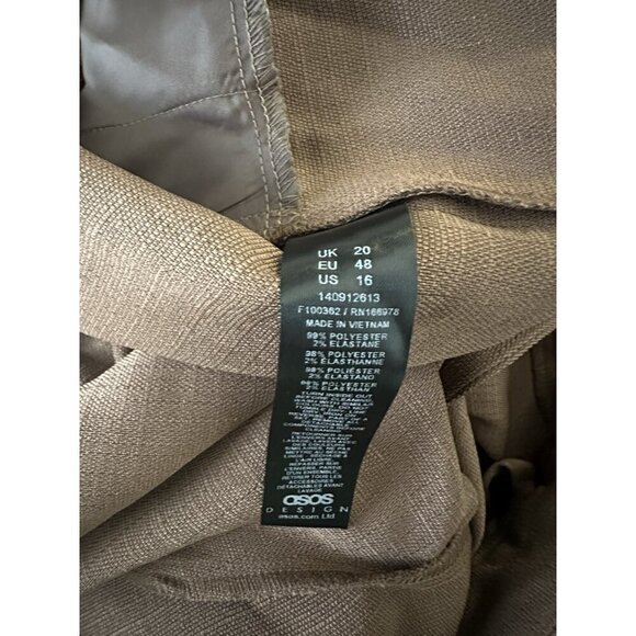 ASOS DESIGN Curve tailored ankle grazer pants with PU belt in mocha Size 16 New - Picture 15 of 16